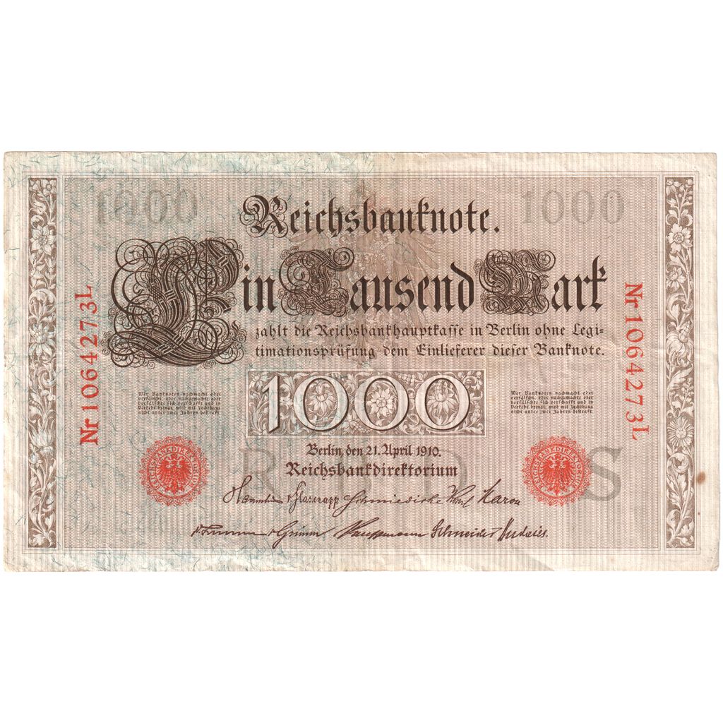 Alemanha, 1000 Mark, 1910-04-21, EF(40-45)