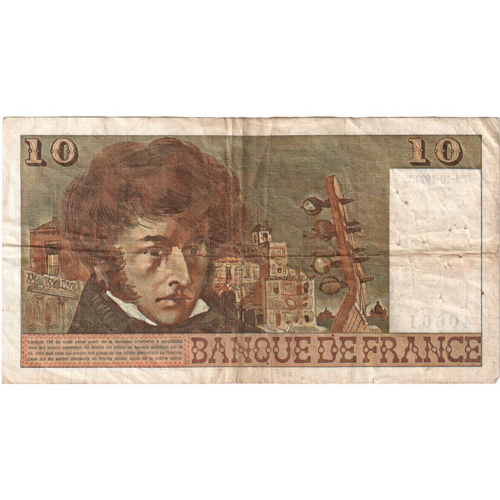 France, 10 Francs, Berlioz, 1974-10-03, J.125, VF(20-25)