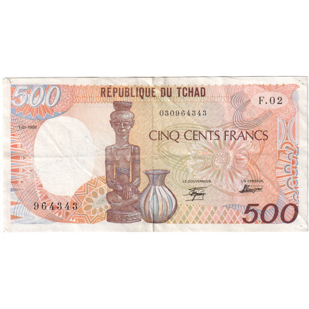 Chad, 500 Francs, 1986-01-01, EF(40-45)
