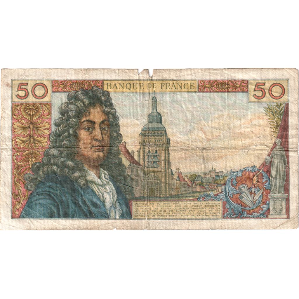 France, 50 Francs, Racine, 1967-02-02, E.105, VF(20-25)