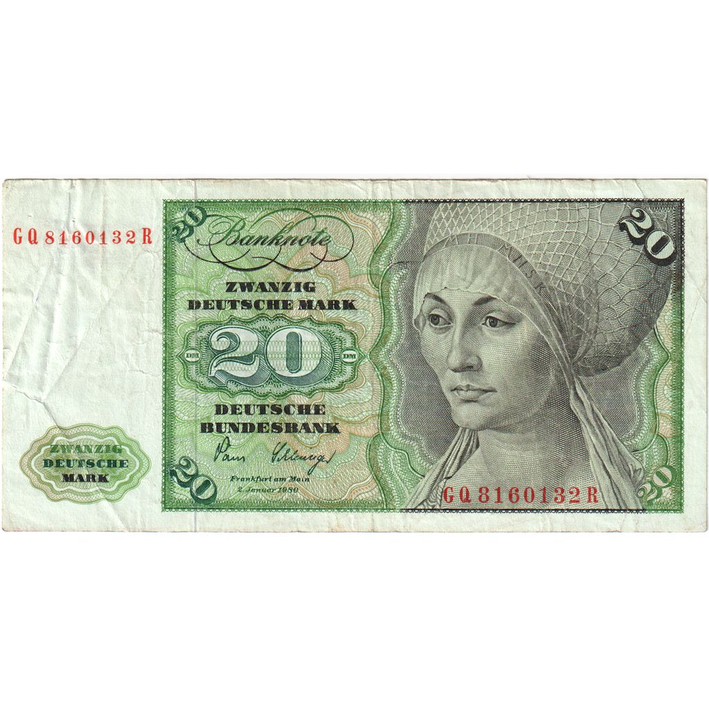 GERMANY - FEDERAL REPUBLIC, 20 Deutsche Mark, 1980-01-02, EF(40-45)