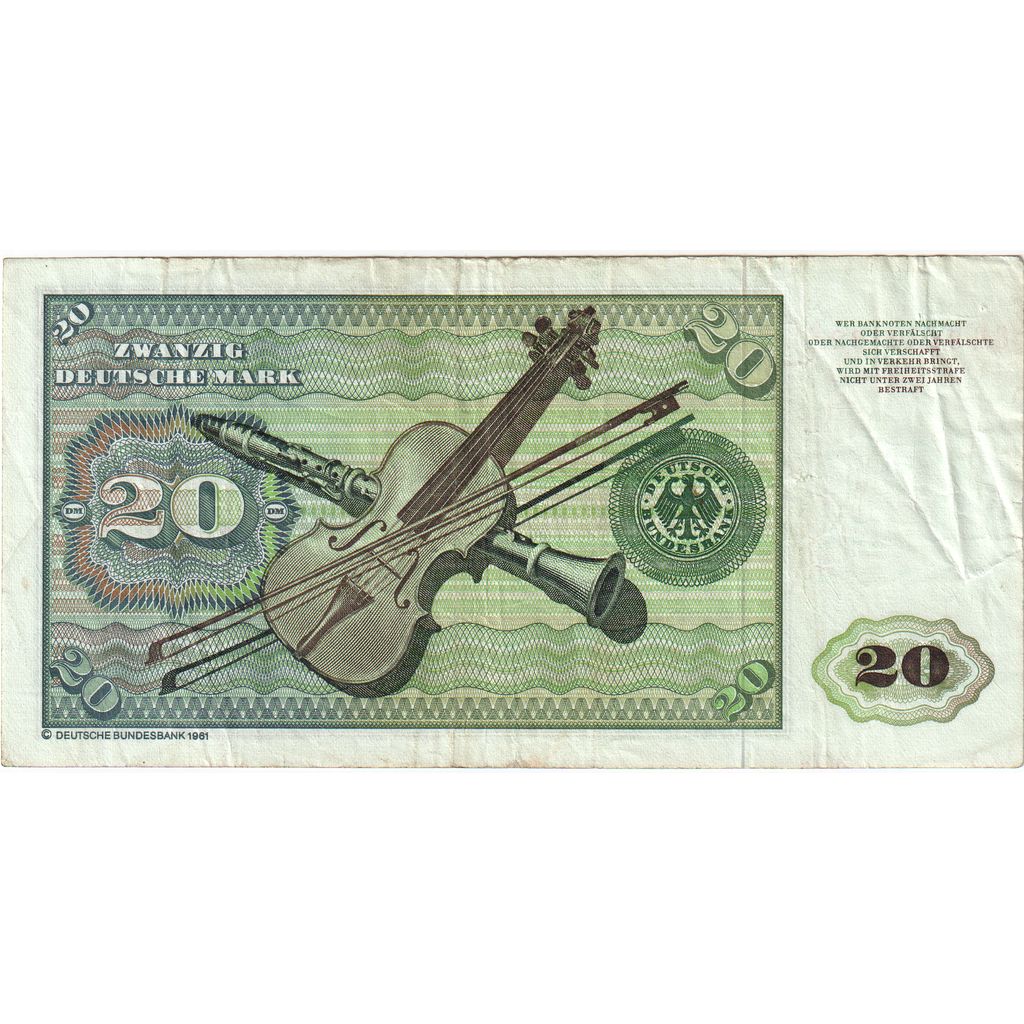 GERMANY - FEDERAL REPUBLIC, 20 Deutsche Mark, 1980-01-02, EF(40-45)