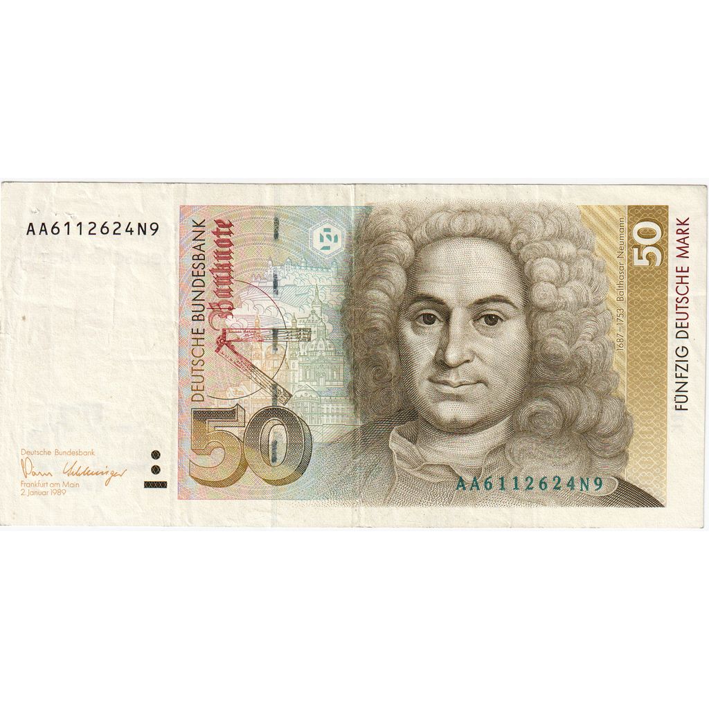 Federal Republic of Germany, 50 Deutsche Mark, 1989-01-02, VF(30-35)