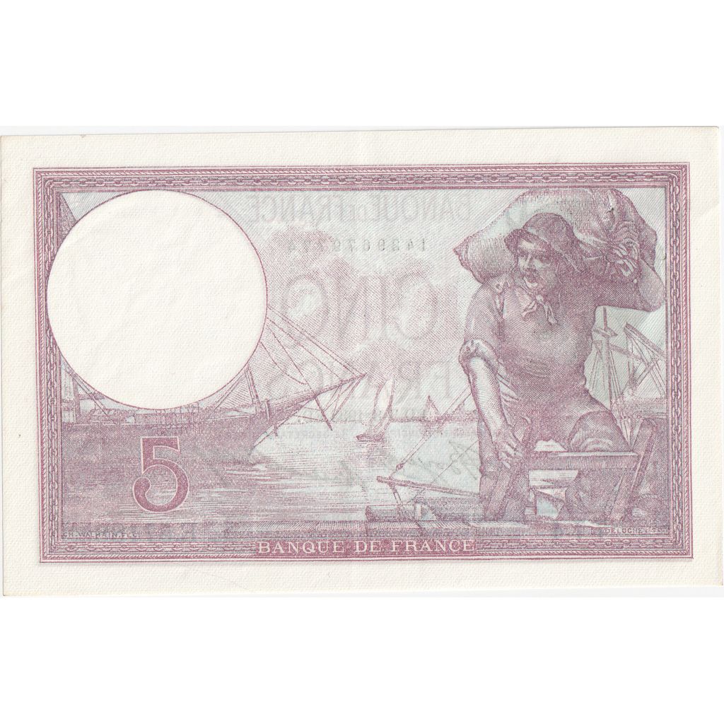 Francja, 5 Francs, Violet, 1933-08-03, E.57188, UNC(63)