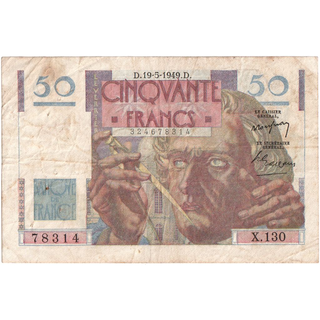 Frankrijk, 50 Francs, Le Verrier, 1949-05-19, X.130, TB