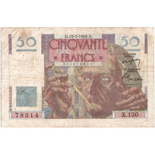 France, 50 Francs, Le Verrier, 1949-05-19, X.130, VF(20-25)