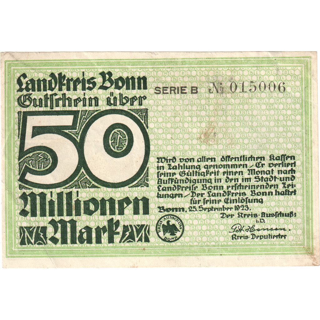 Germania, 50 Millionen Mark, 1923-09-25, BB