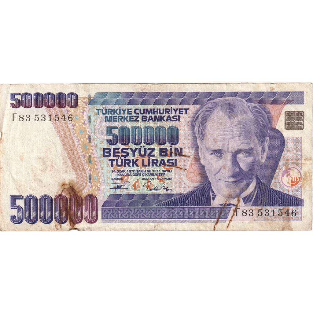 Billet, Turquie, 500,000 Lira, Undated (1988), KM:212, TB