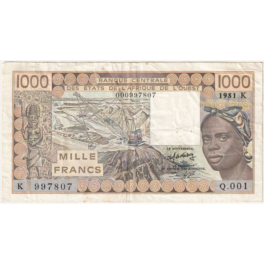 West African States, 1000 Francs, EF(40-45)