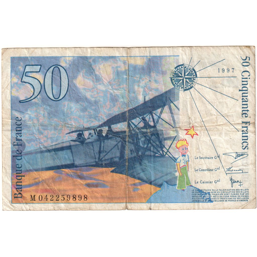 France, 50 Francs, St Exupéry, 1997, M042259898, VF(20-25)