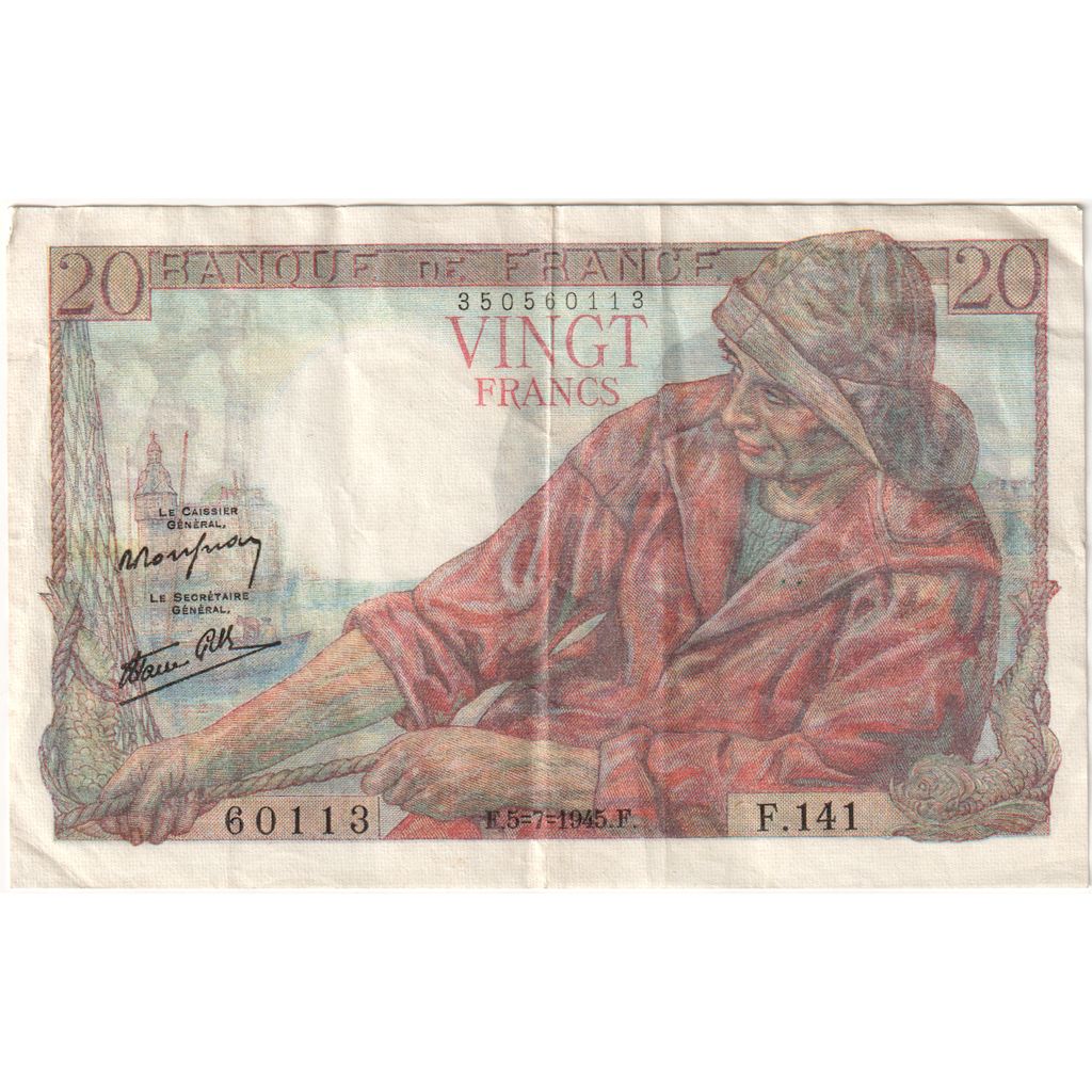 Francia, 20 Francs, Pêcheur, 1945-07-05, F.141, MBC