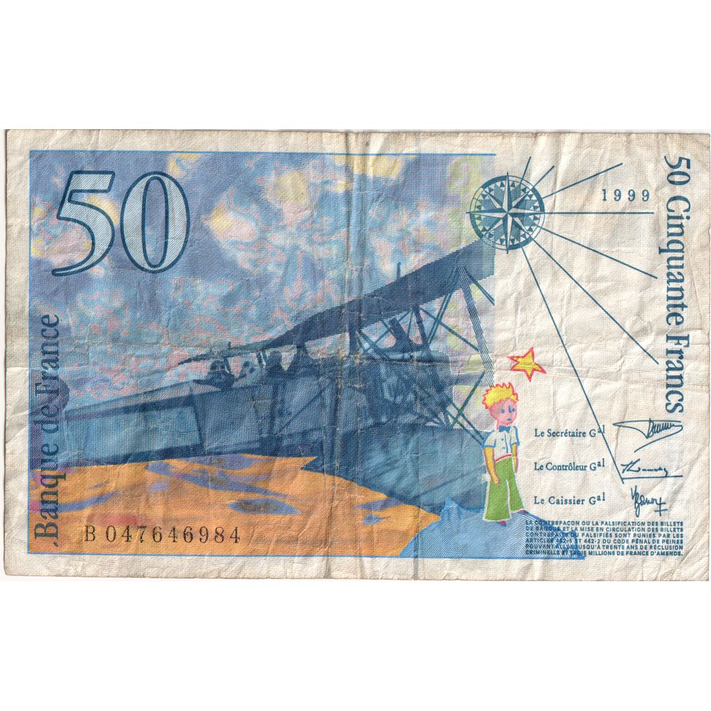 France, 50 Francs, St Exupéry, VF(30-35)