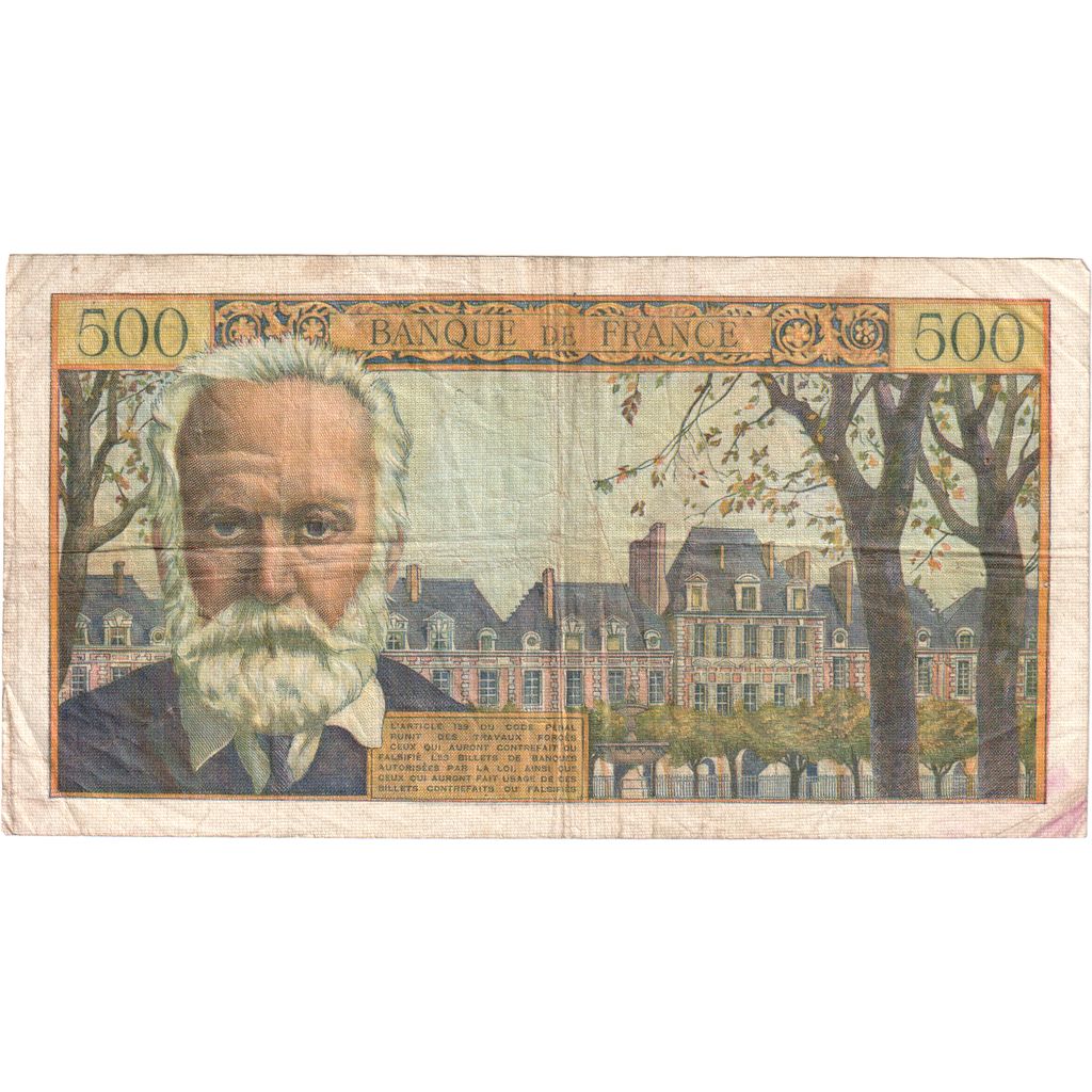 France, 500 Francs, Victor Hugo, 1954-09-02, B.35, VF(30-35)