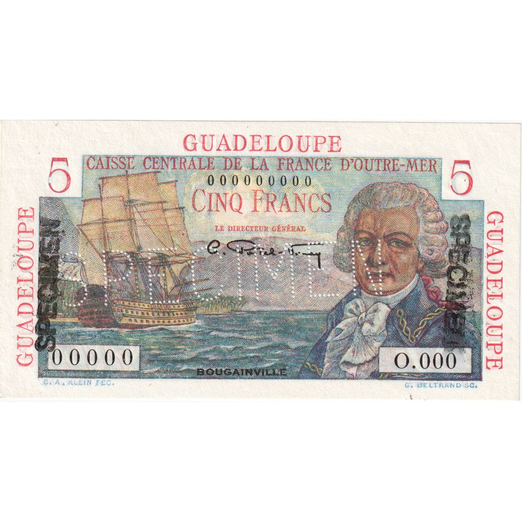 Gwadelupa, 5 Francs, Egzemplarz, UNC(63)