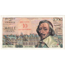 France, 10 Nouveaux Francs on 1000 Francs, Richelieu, 1957-03-07, A.329, UNC(63)