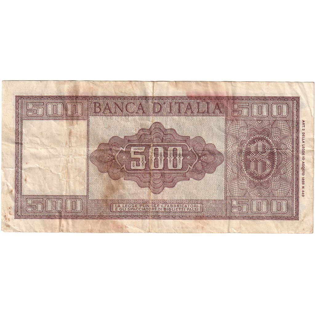 Italia, 500 Lire, 1947-08-14, MB+