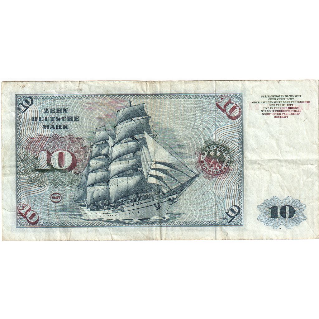 ALEMANHA - REPÚBLICA FEDERAL, 10 Deutsche Mark, 1980-01-02, VF(20-25)