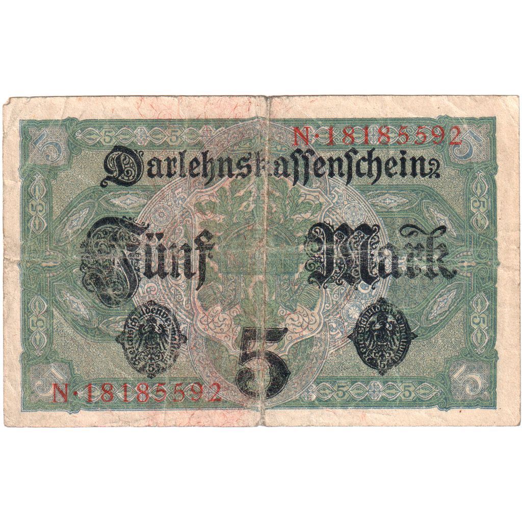 Alemanha, 5 Mark, 1917-08-01, VF(30-35)