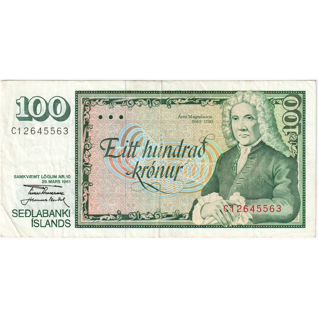 Islândia, 100 Kronur, 1961-03-29, EF(40-45)
