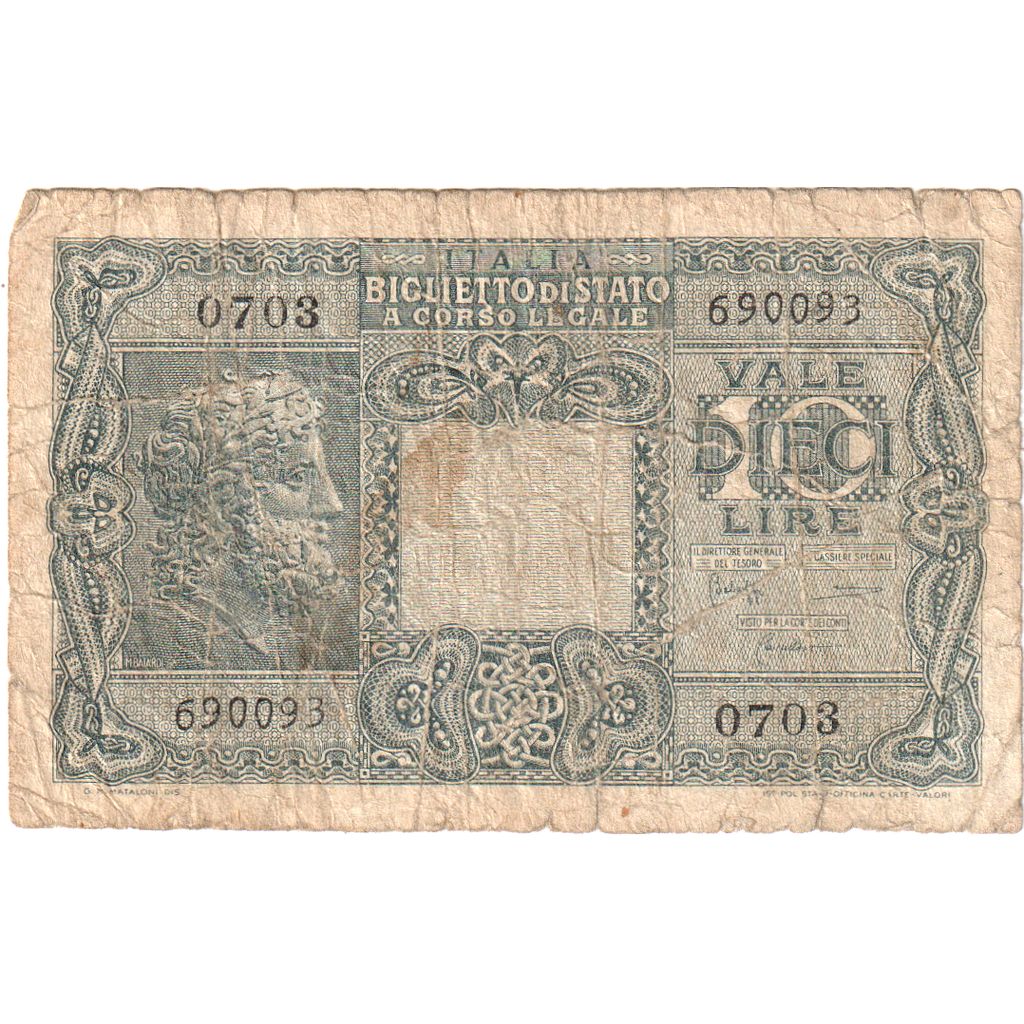 Italia, 10 Lire, 1944-11-23, MB