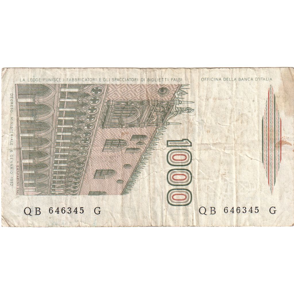 Itália, 1000 Lire, 1982-01-06, VF(30-35)