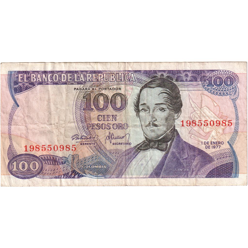 Colombia, 100 Pesos Oro, 1977-01-01, MB+