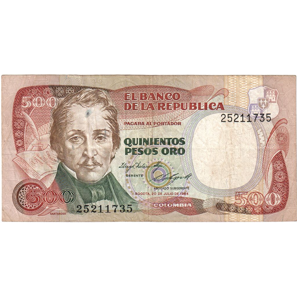 Banconote, Colombia, 500 Pesos Oro, 1984, 1984-07-20, KM:423b, MB