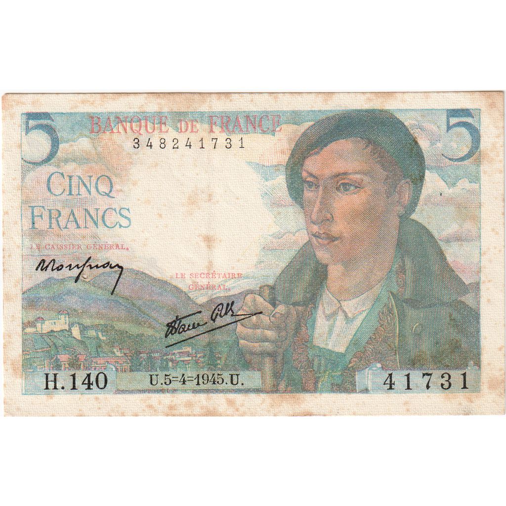 Francia, 5 Francs, Berger, 1945-04-05, H.140, BC+