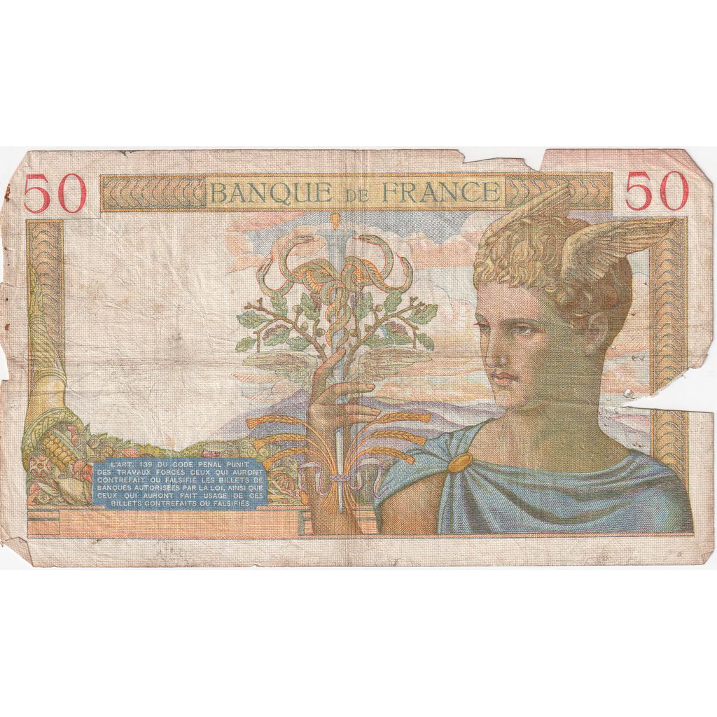 Francia, 50 Francs, Cérès, 1939-02-02, W.9595, MB