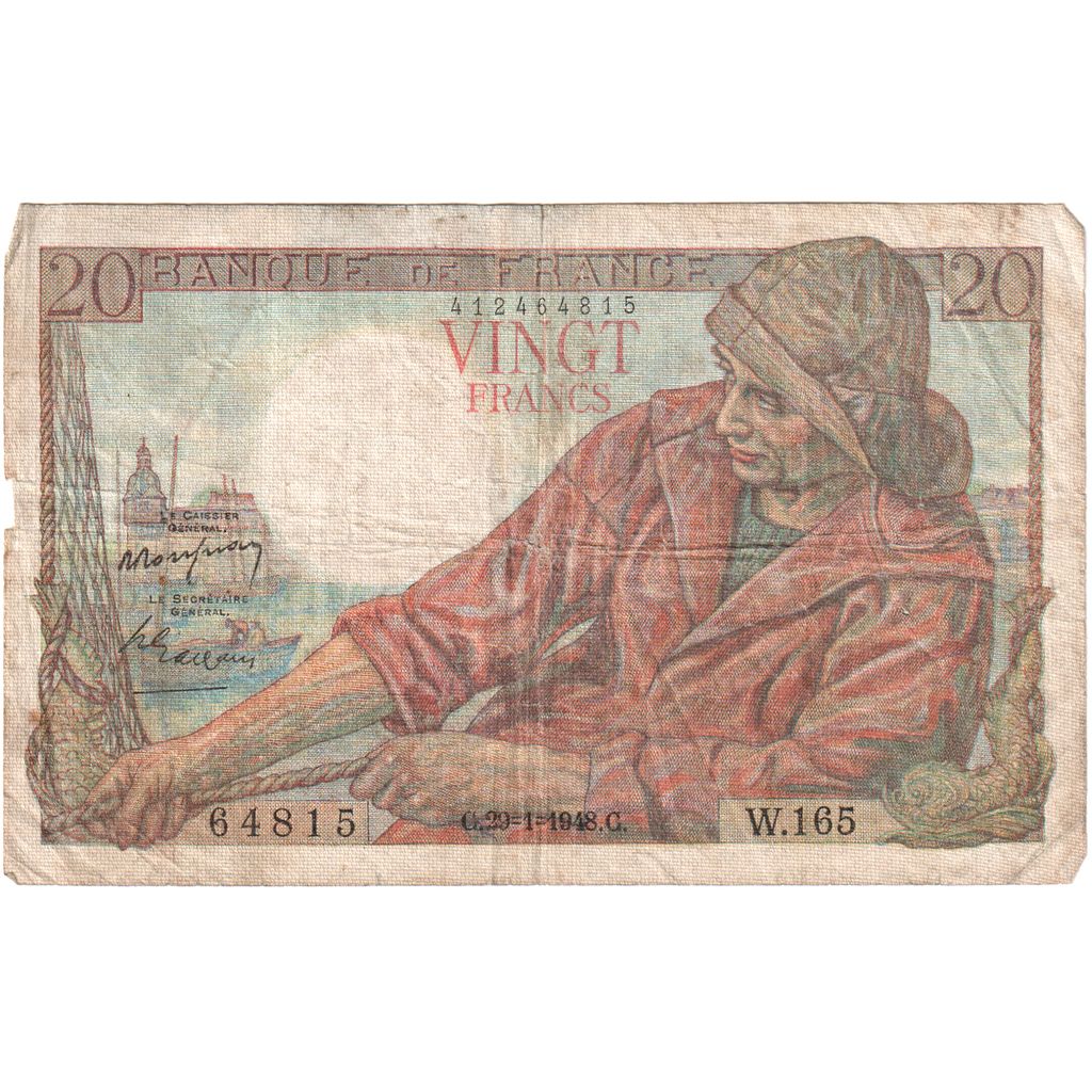France, 20 Francs, Pêcheur, 1948-01-29, W.165, TB