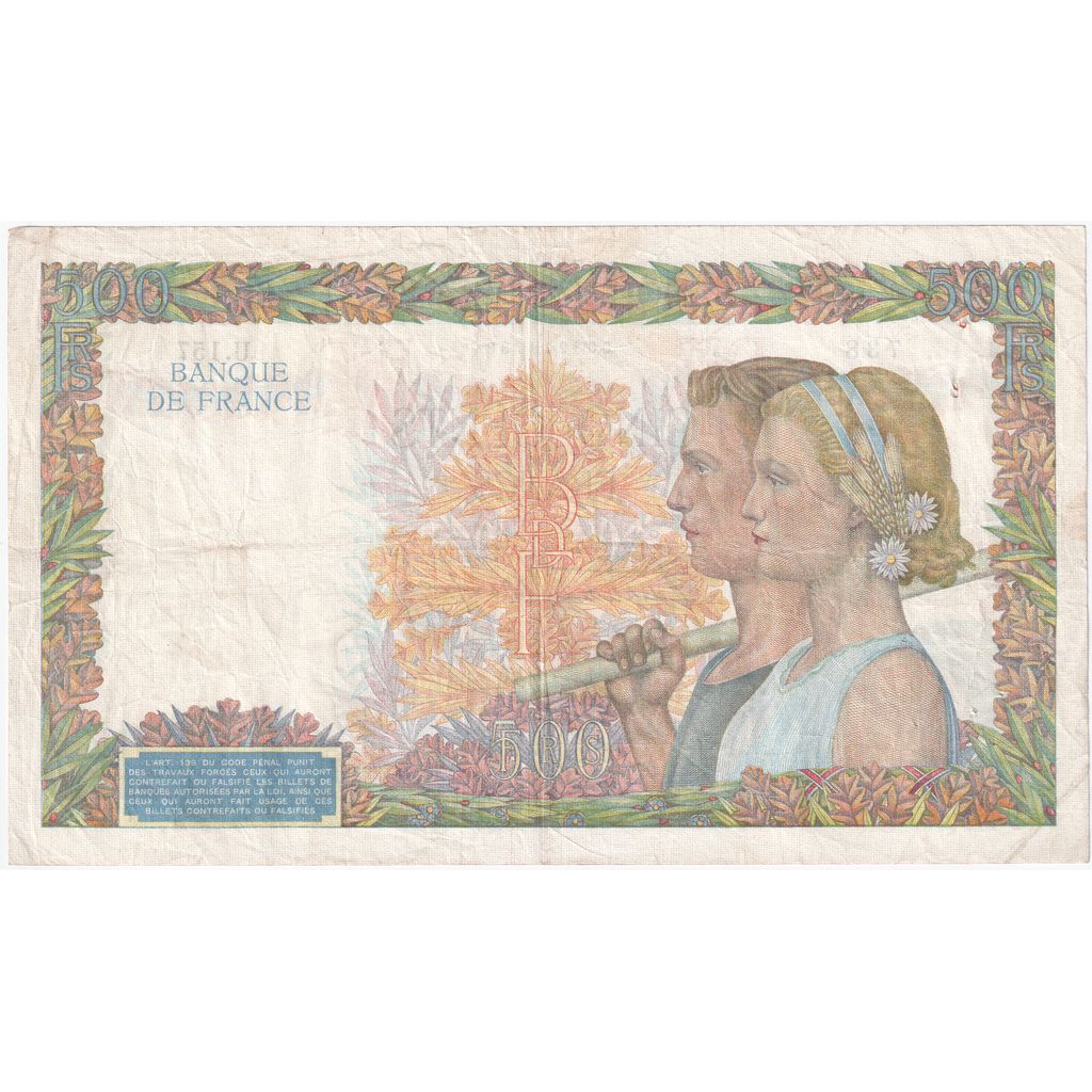 France, 500 Francs, La Paix, 1940-05-16, U.157, VF(30-35)