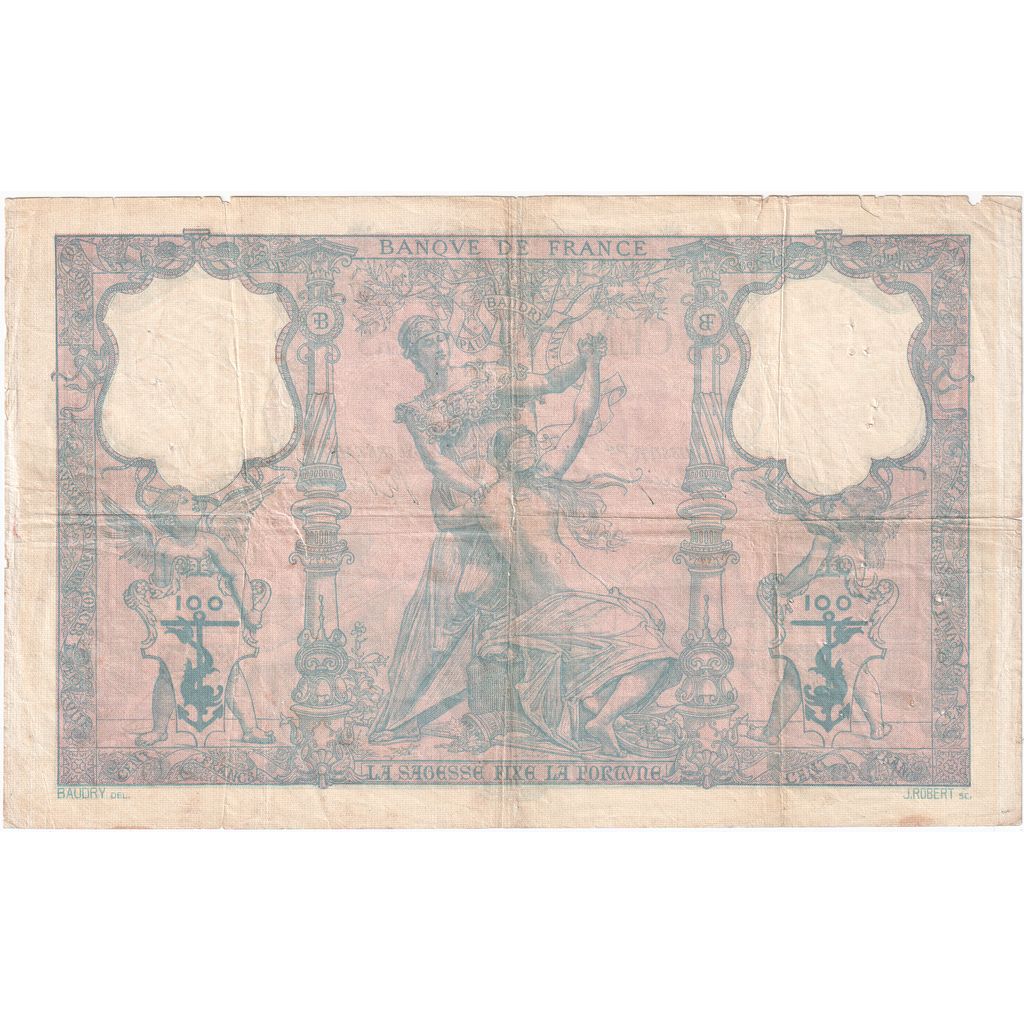 France, 100 Francs, Bleu et Rose, 1908-09-04, W.5212, TB