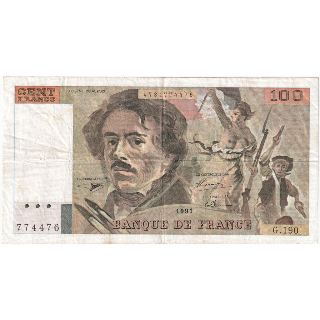 Francja, 100 Francs, Delacroix, G.190, EF(40-45)
