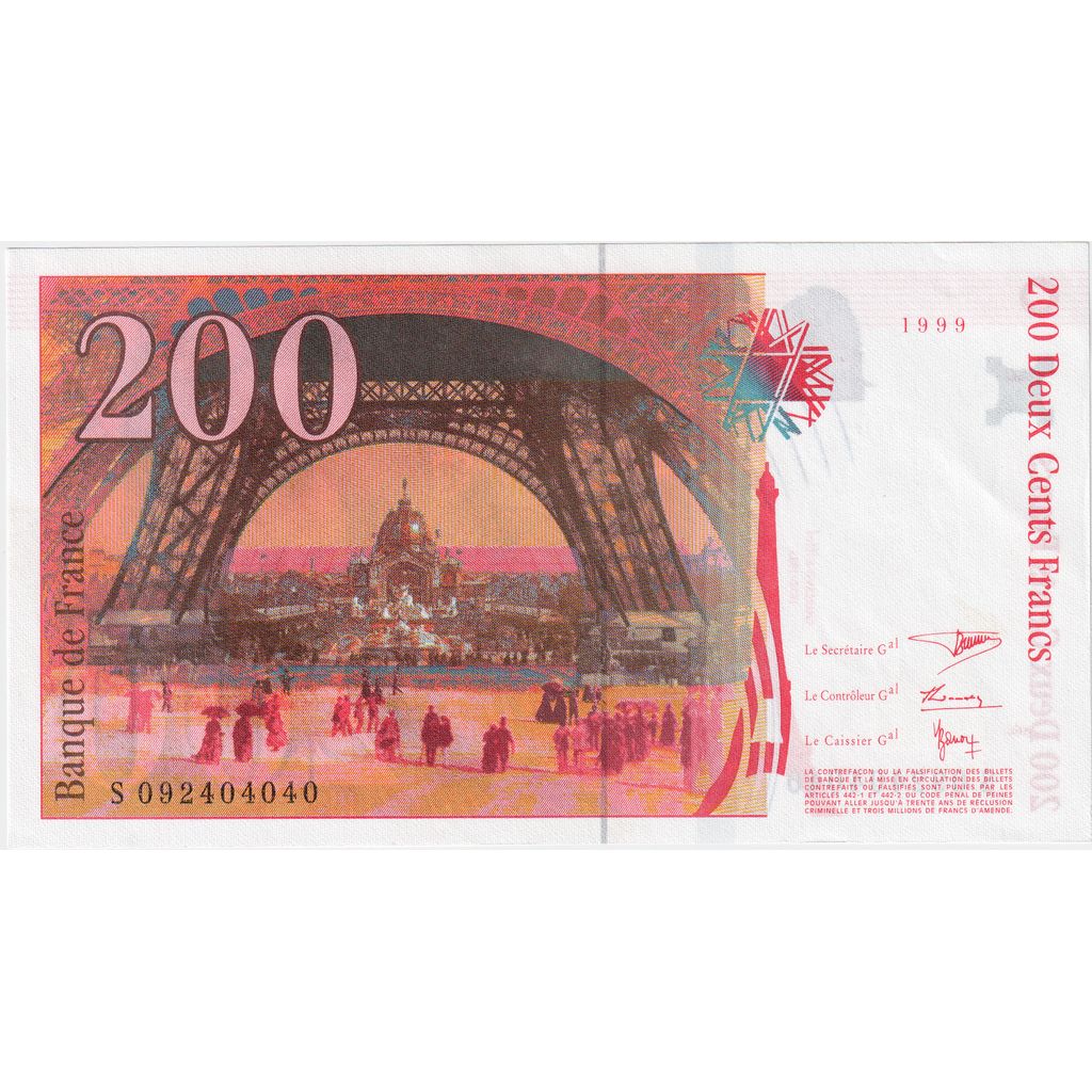 Francia, 200 Francs, Eiffel, S092404040, UNC