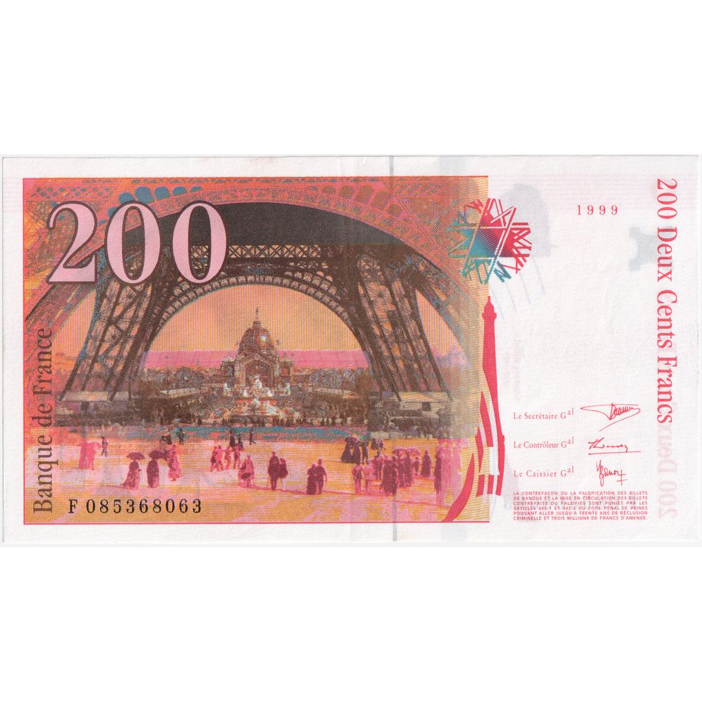 França, 200 Francs, Eiffel, F085368063, UNC(65-70)