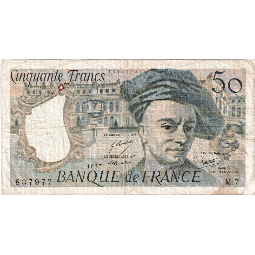 France, 50 Francs, Quentin de La Tour, Undated (1977), M.7, TB