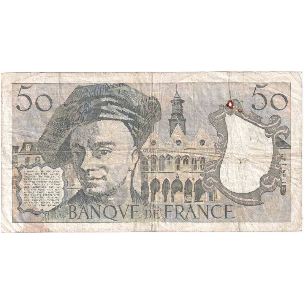 France, 50 Francs, Quentin de La Tour, Undated (1977), M.7, TB
