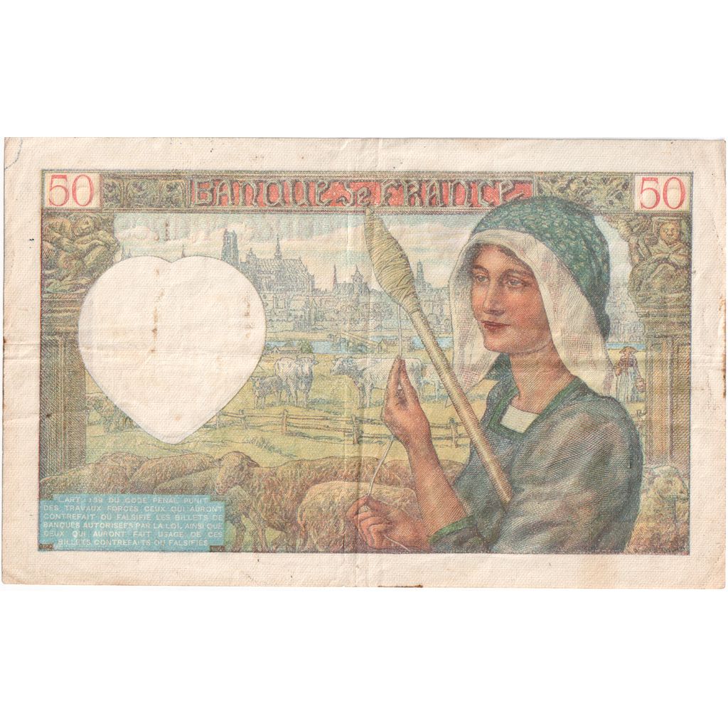 Francia, 50 Francs, Jacques Coeur, 1941-05-15, Z.82, BC+