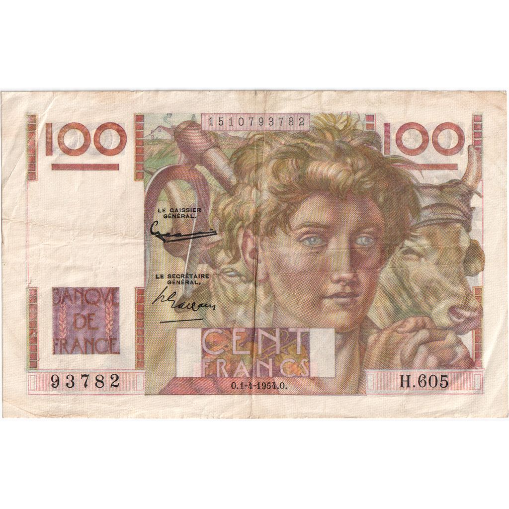 Frankreich, 100 Francs, Jeune Paysan, 1954-04-01, H.605, S+