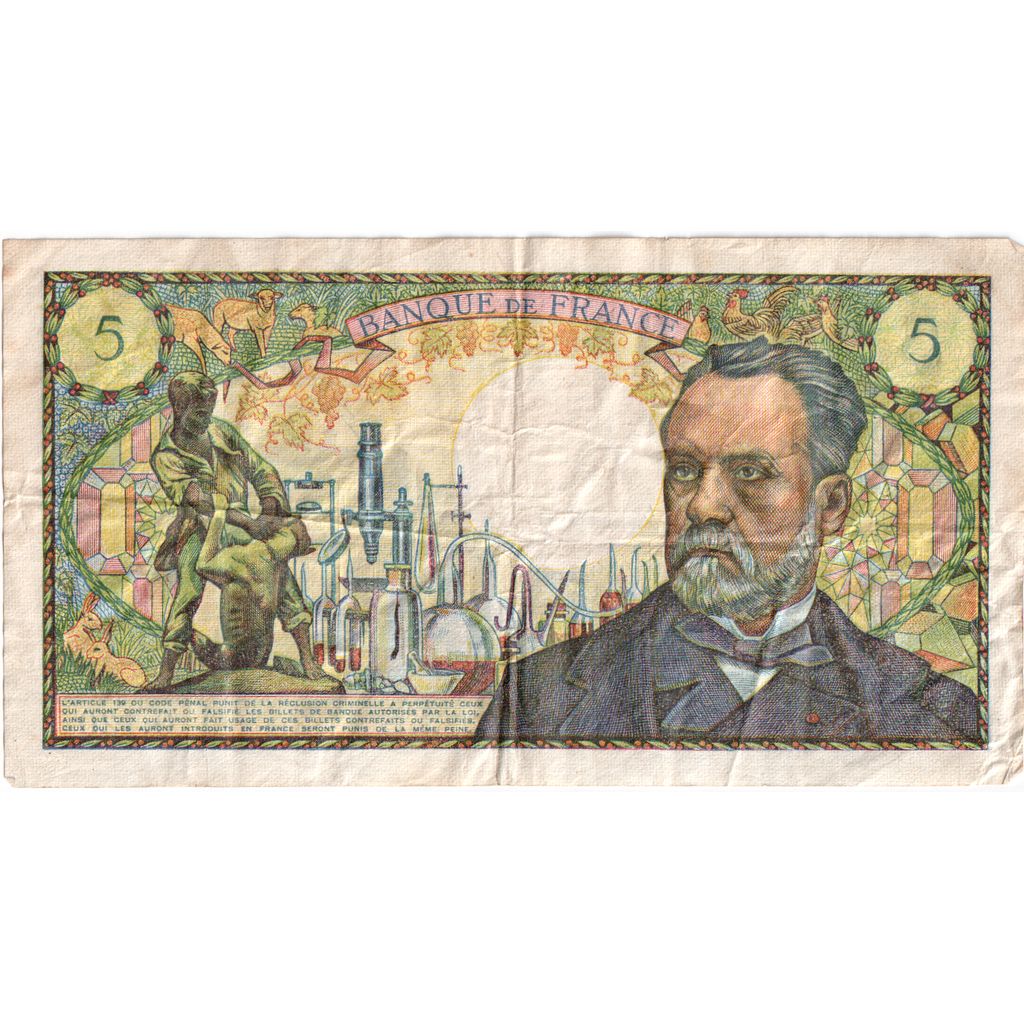 France, 5 Francs, Pasteur, 1970-01-08, O.120, TB