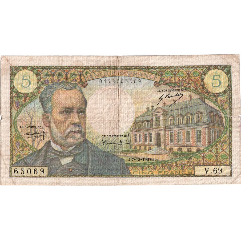 Frankrijk, 5 Francs, Pasteur, 1967-12-07, V.69, TB