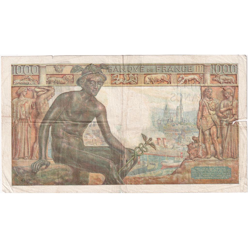 Francia, 1000 Francs, Déesse Déméter, 1943-01-28, P.3212, MB