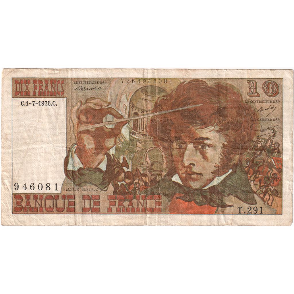 France, 10 Francs, Berlioz, 1976-07-01, T.291, VF(30-35)