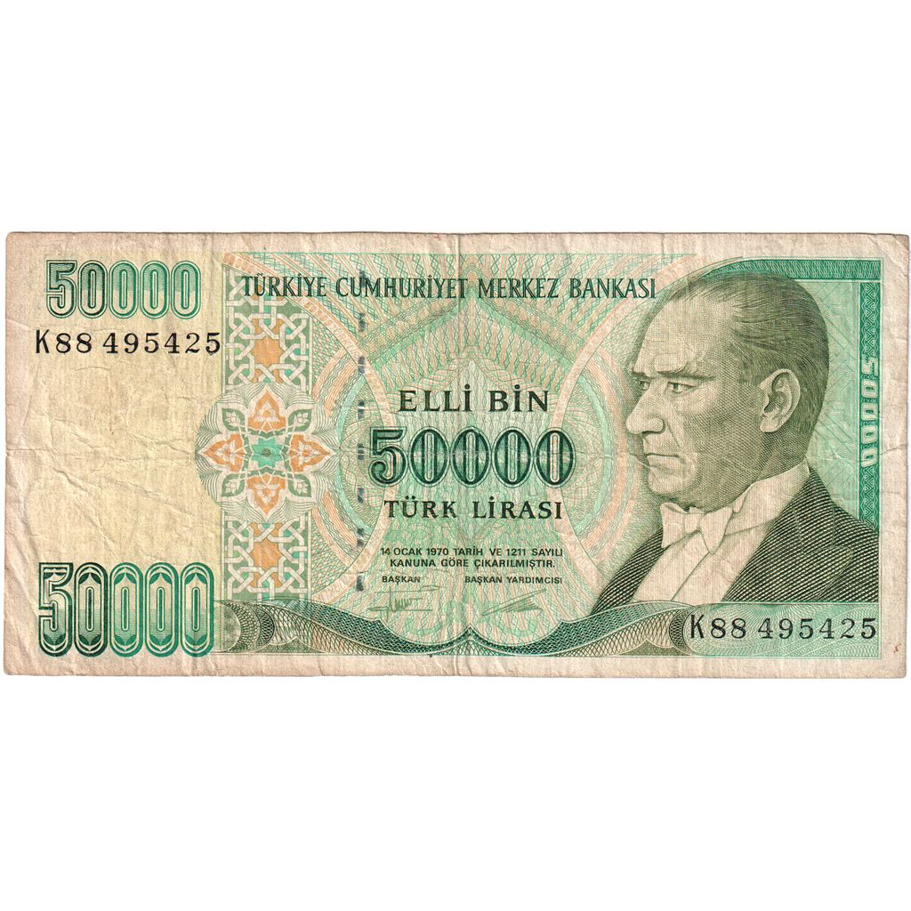 Turchia, 50000 Lira, 1970-10-14, MB+