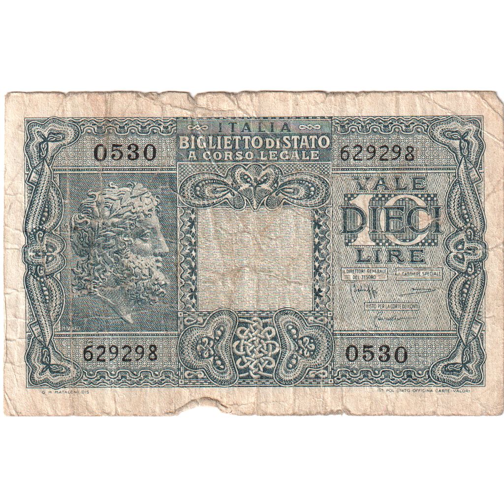 Italia, 10 Lire, 1944-11-23, MB
