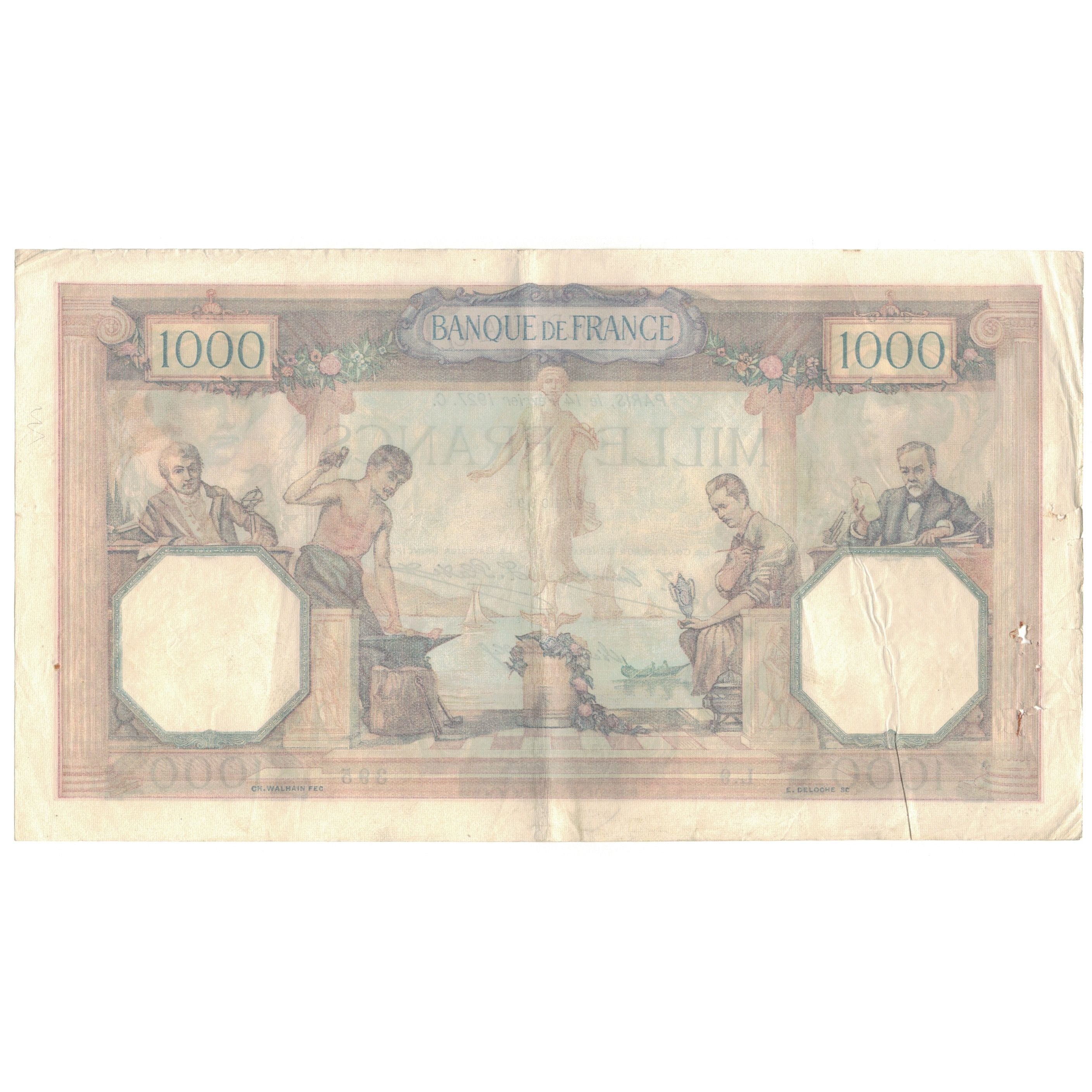 France, 1000 Francs, Cérès et Mercure, 1927, L.9, TB+, Fayette:37.01, KM:79a