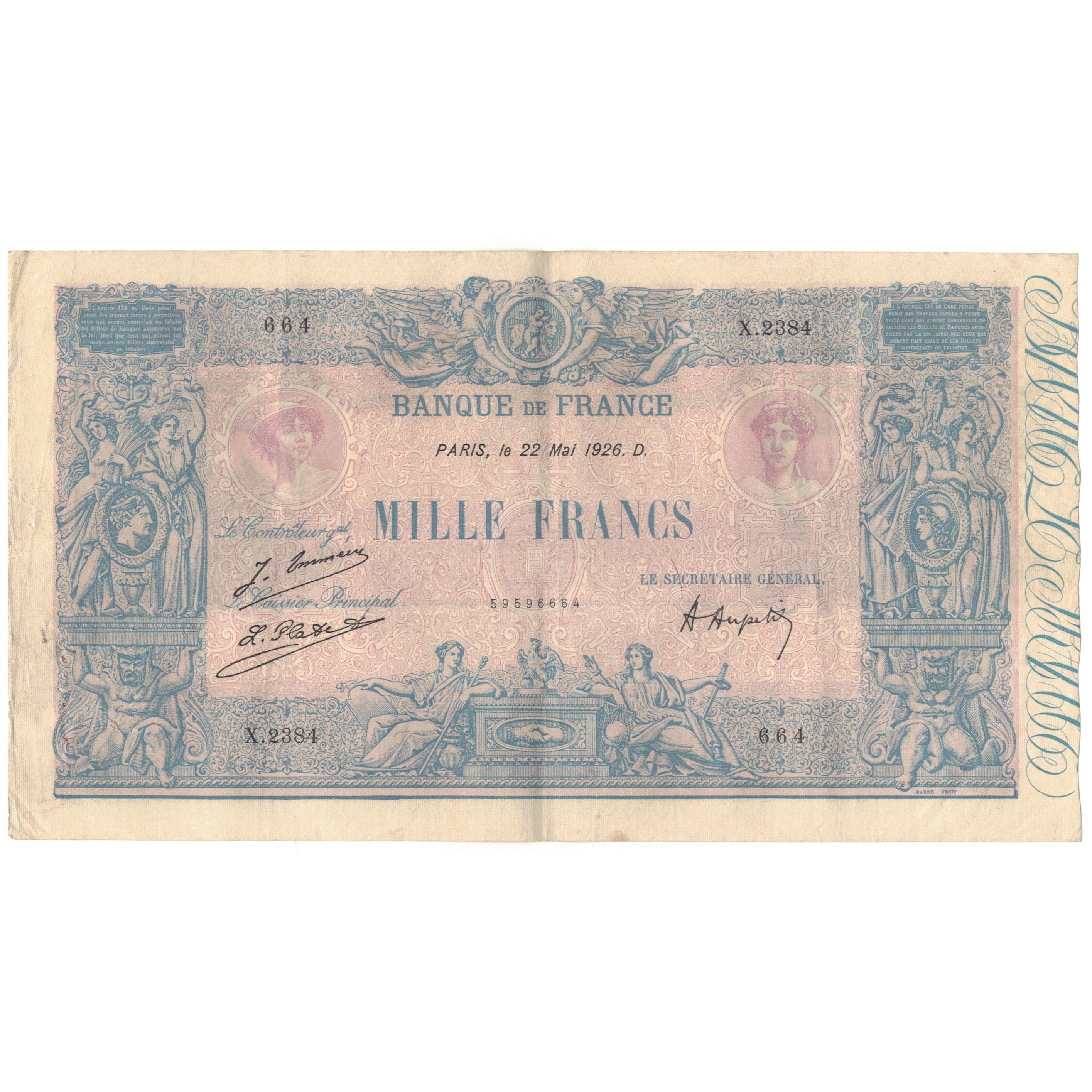 Frankrijk, 1000 Francs, X.2384, TTB+, Fayette:36.42, KM:67j