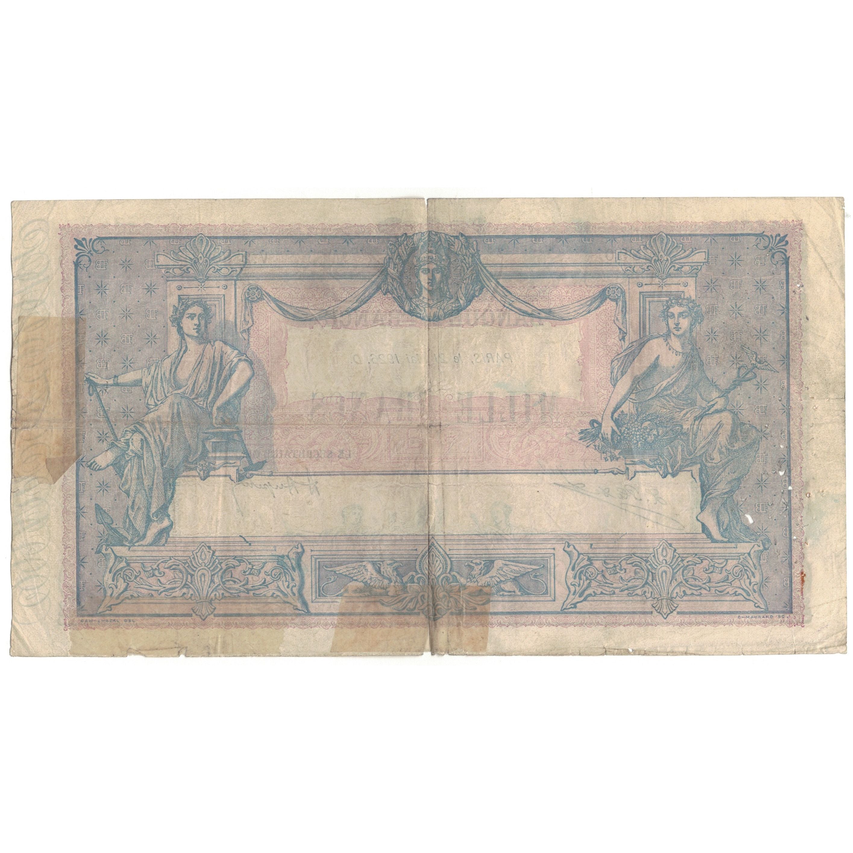 France, 1000 Francs, Bleu et Rose, V.2380, VF(20-25), Fayette:36.42, KM:67j