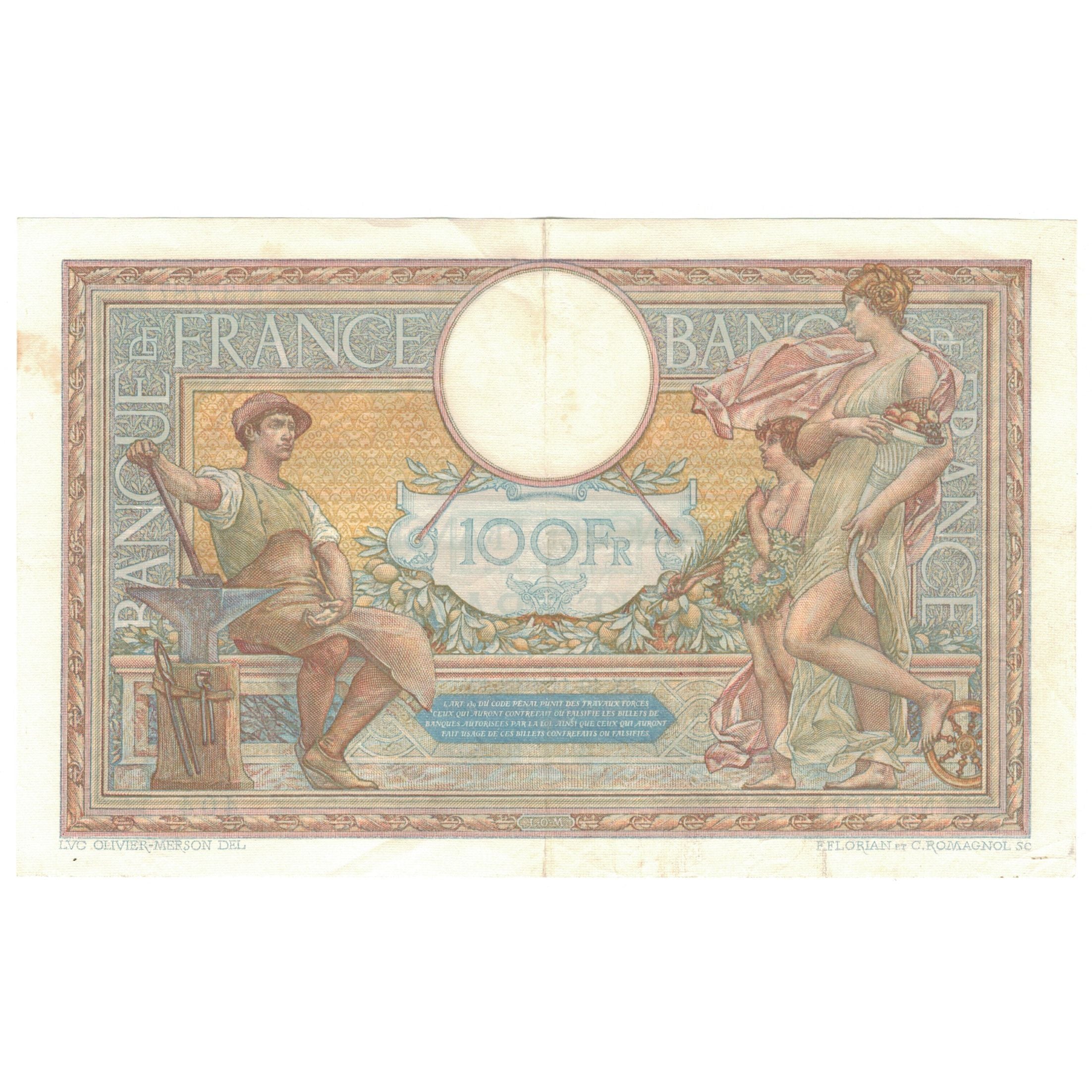 Frankreich, 100 Francs, Luc Olivier Merson, 1932, N.37787, SS+, Fayette:24.11