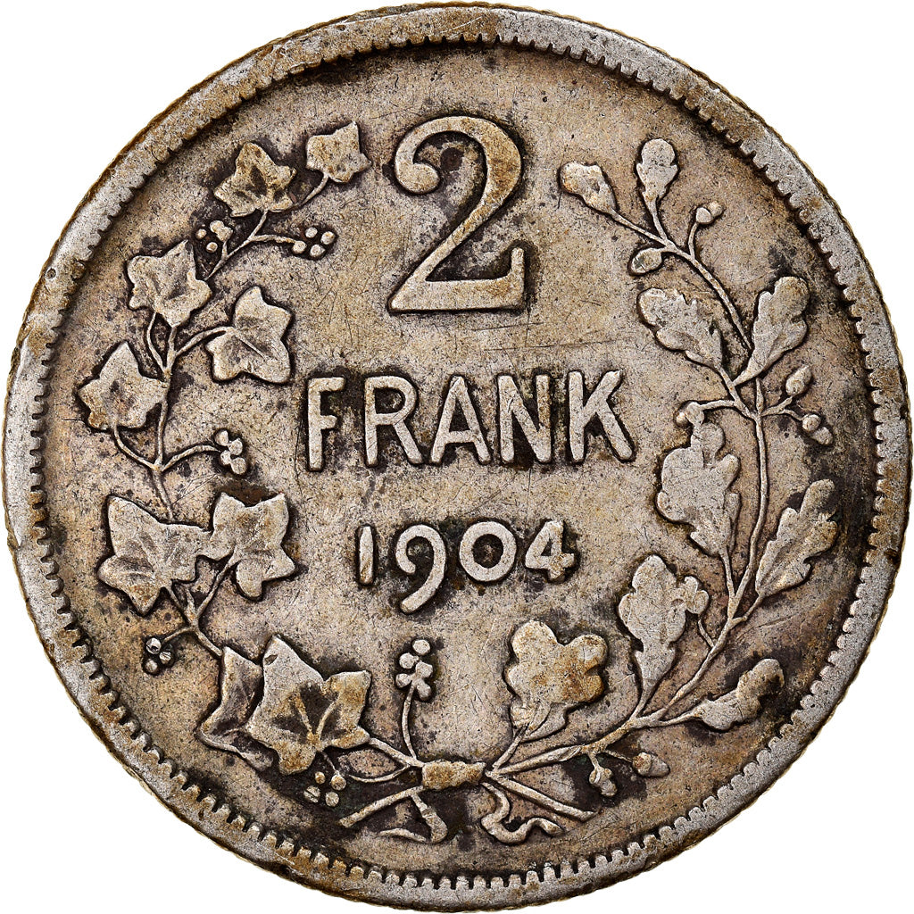 Münze, Belgien, Leopold II, 2 Francs, 2 Frank, 1904, Brussels, S, Silber, KM:59